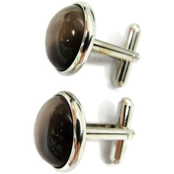 BachRach Silver Tone Cufflinks Round In Original Box - Picture 5 of 16